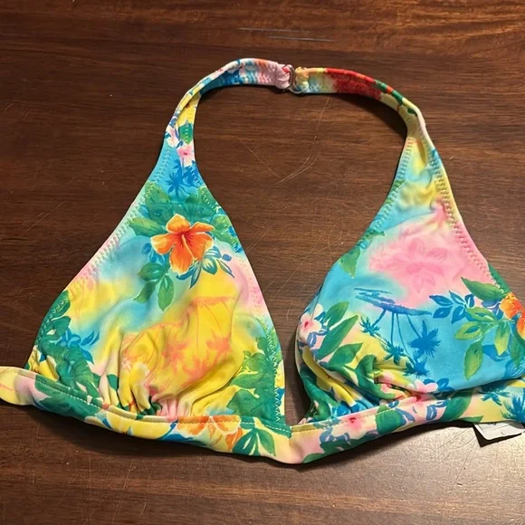 California waves 2005 2pc swimsuit tropical print halter top new large - Picture 13 of 16